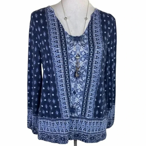 Style & co‎ PXL blue/white boho hippie top - Picture 1 of 8
